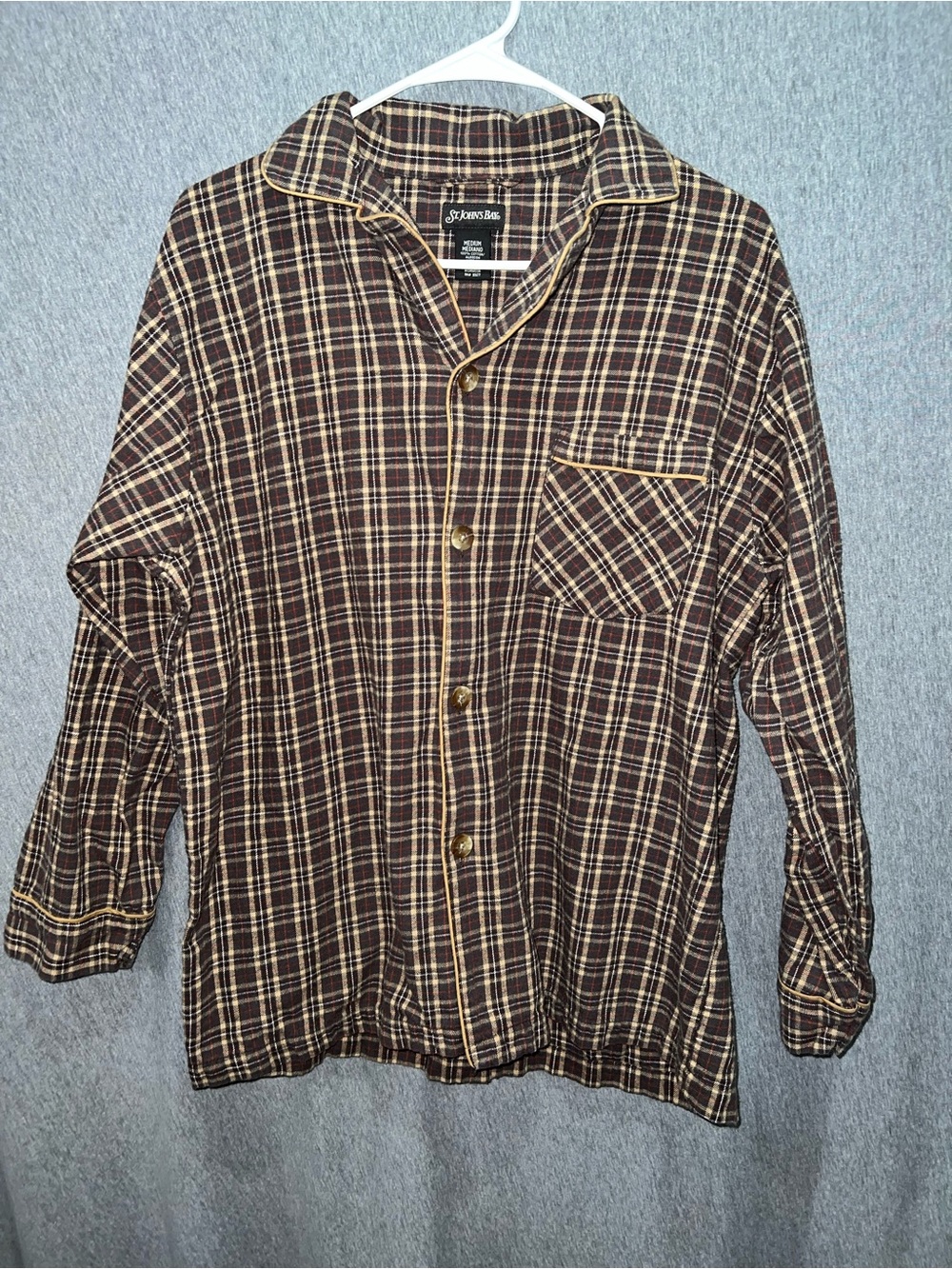 St. John's Bay Brown and Tan Plaid Button-Down Shirt